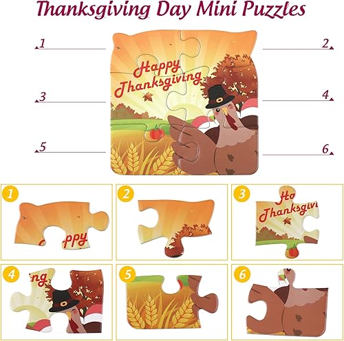 Miniatura 3 de 48 cajas de juegos de recuerdos de fiesta de Acción de Gracias, 6 piezas para niños, mini rompecabezas de Acción de Gracias, regalos para niños,