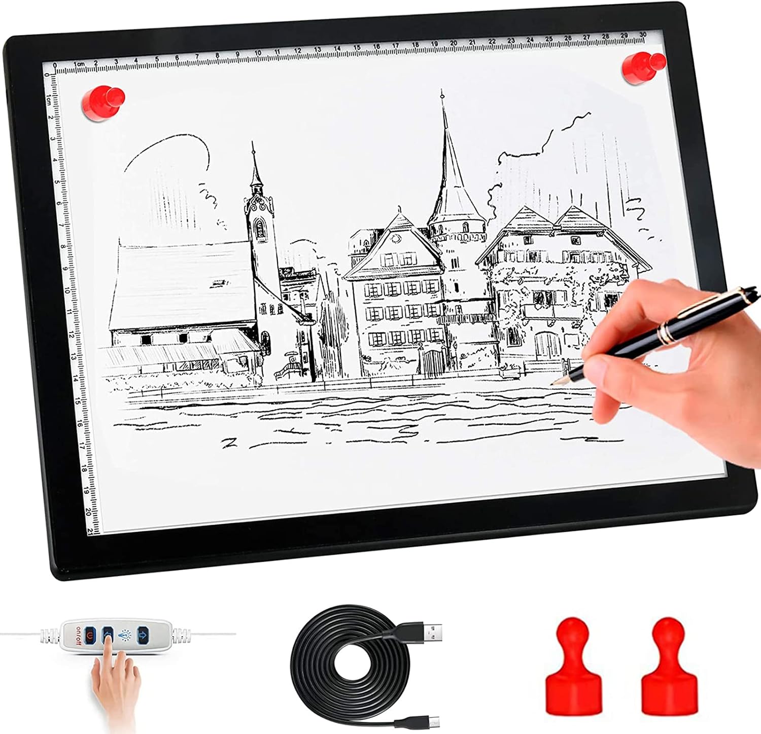 LED Light Box, Large Size Tracing Light Pad, Ultra-Thin LED Light Board Stepless Brightness and Flicker-Free Design, Perfect for 5D DIY Diamond Painting Artists Drawing Sketching Animation