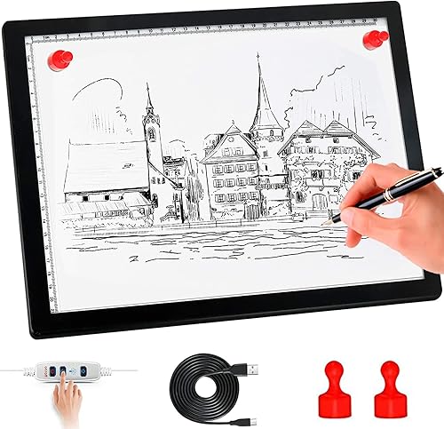 Woeunse Caja de luz LED, almohadilla de luz de trazado de gran tamaño, tablero de luz LED ultrafino, brillo continuo y diseño sin parpadeos, disponible en Yaxa Peru