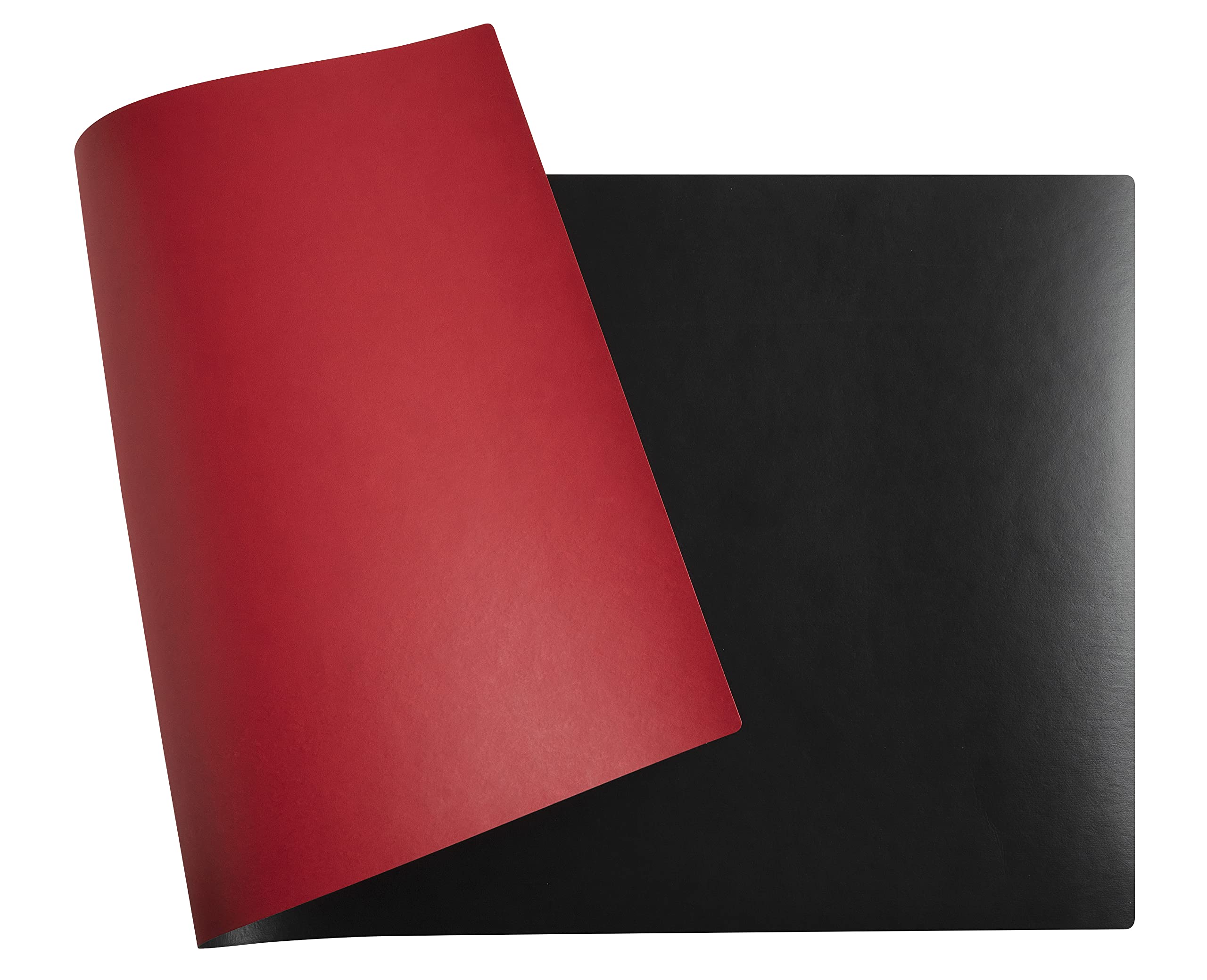 Exacompta - Réf. 29141E - 1 Sous-​mains souple Home Office - en simili cuir (polyuréthane) bicolore - souple et résistant, protège bureau, tapis de souris - 40x80 cm - couleur noir/​rouge - livré roulé