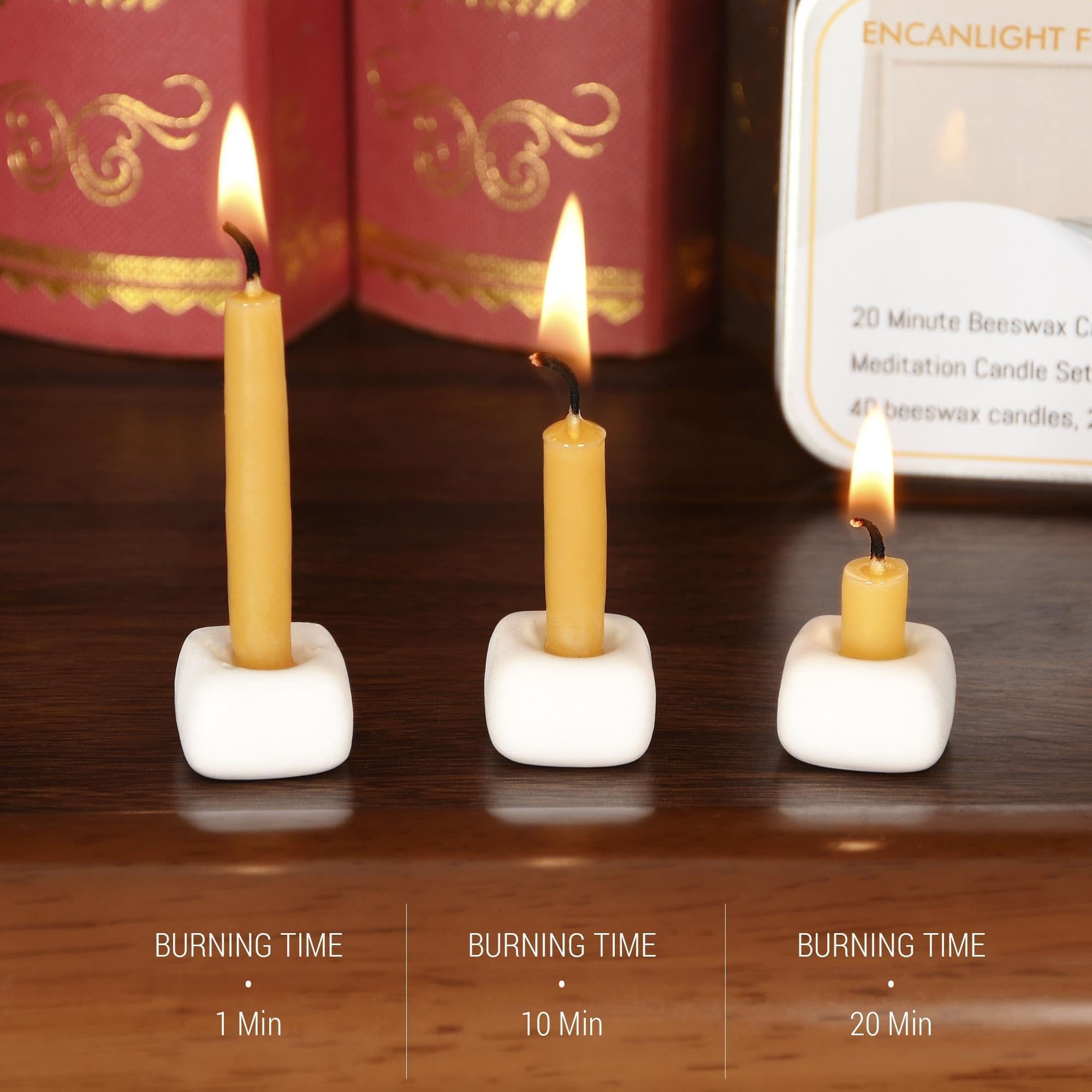 Juego de mini velas de 20 minutos, velas de meditación cónicas de cera de abejas pequeñas de 2.6 pulgadas, 40 unidades, velas sin humo, sin goteo para el hogar, regalos para mujer, yoga, color