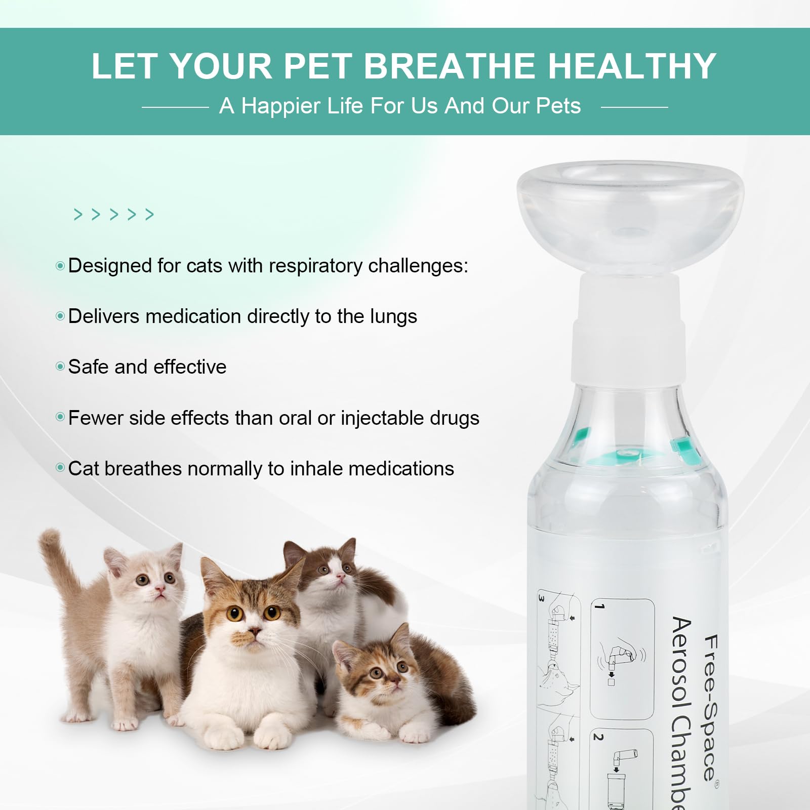 Distanziatore Per Aerosol Cani Gatti | Con Maschera Silicone | Veterinario - Foto 3