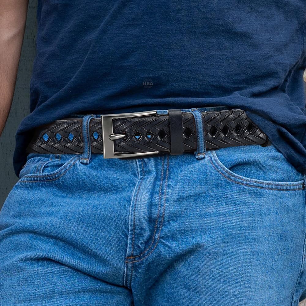 DOOPAI Mens Belts, Braided Leather Dress Belt,Woven Braided Belts for Gift Men Casual Jeans Golf - Image 5