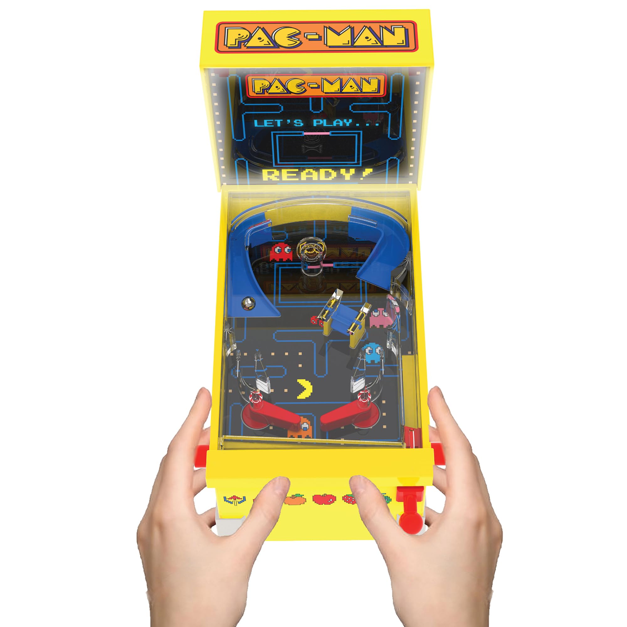 PAC-Man, Mini Electronic Pinball, Arcade, Collectible Desktop Game with Functional Flippers and Official Sounds