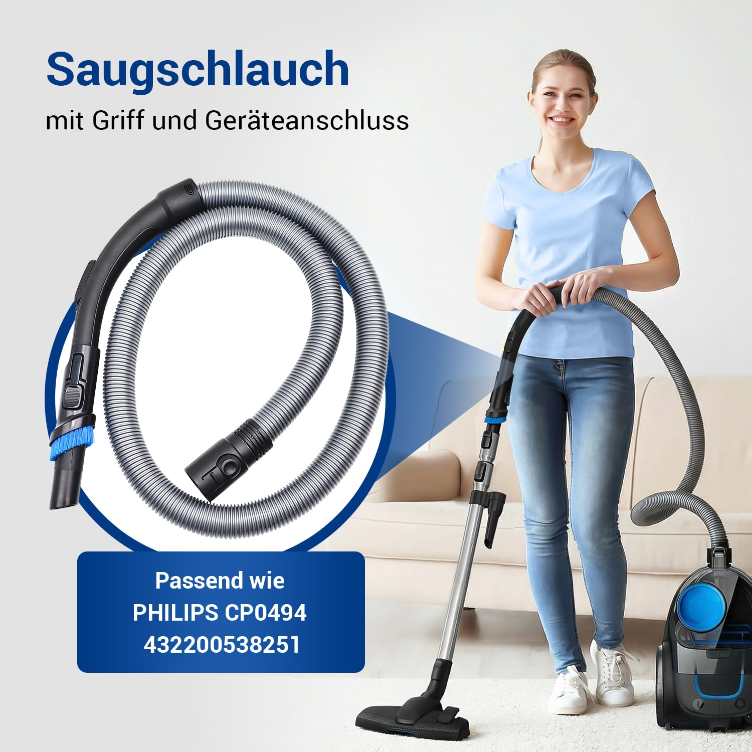 VIOKS Saugschlauch Staubsauger Ersatz für Philiрs CP0494 432200538251