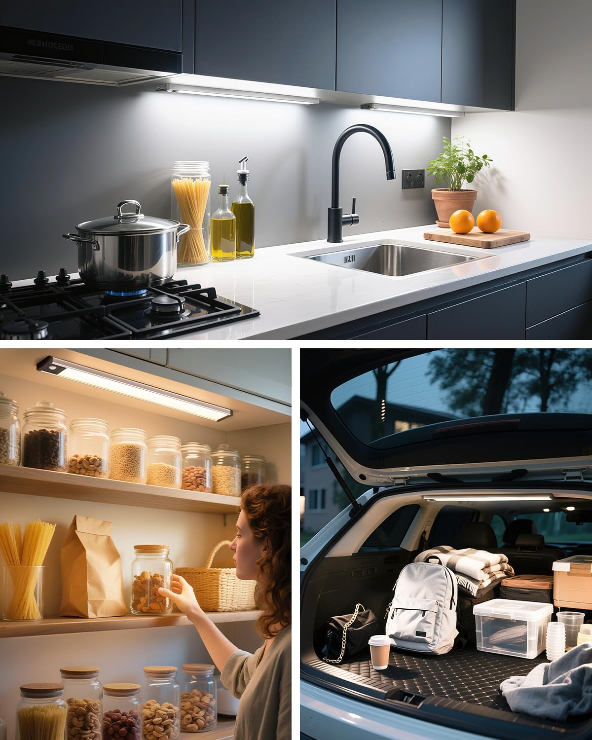 17.5Inch Under Cabinet Lighting, 4500mAh Rechargeable Battery Motion Sensor Light Indoor, Wireless Under Cabinet Lights for Kitchen, Closet(4 Pack,17.5inch)