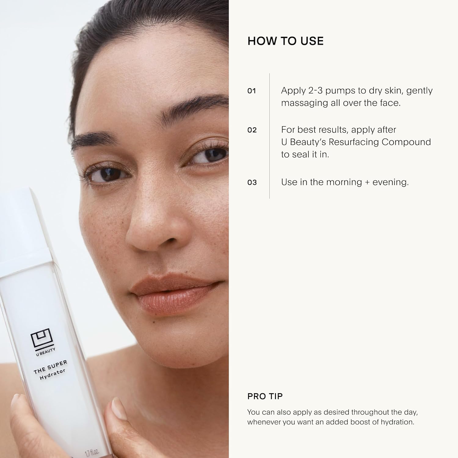 U Beauty The SUPER Hydrator - Mega-Dose Skin Hydrator and Hyaluronic Acid Moisturizing Cream with Peptides and Grapeseed Oil for Supple, Smooth, and Softer-Looking Skin For Up To 48 Hours - 0.5 fl oz - Image 5