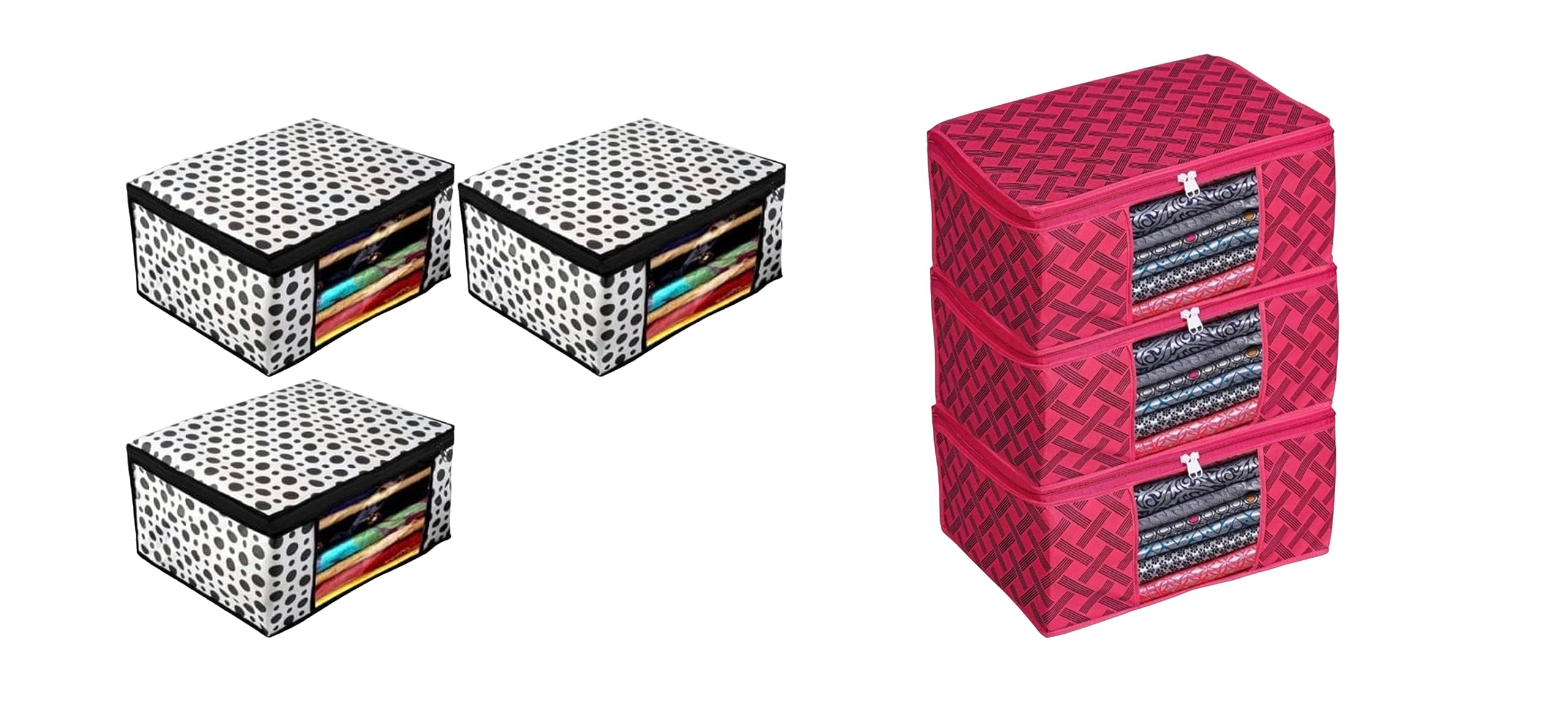 Vidhi14 Women's Non-Von Material Transparent Saree Cover With Zip Organizer for Wardrobe-PO6 (V_E_45887-Multi)