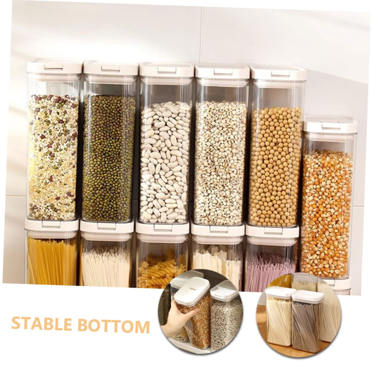 Amosfun 4 Tarros De Almacenamiento De Cocina Para Espaguetis Fideos Fettuccine Contenedores Para Alimentos Pasta Botes De Almacenamiento Para Despensa Contenedor De Almacenamiento