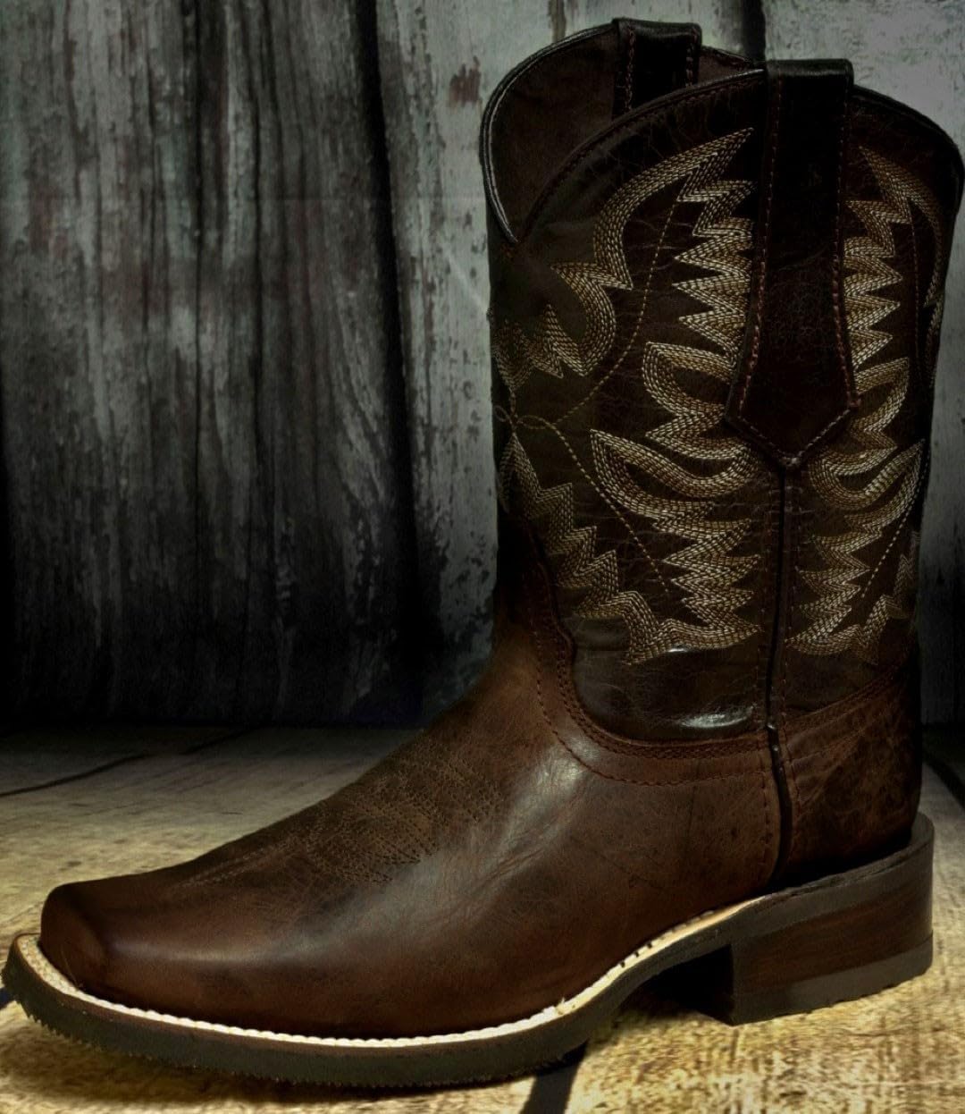 Botas de Vaquero Occidental de Cuero Marrón Oscuro Texas Legacy