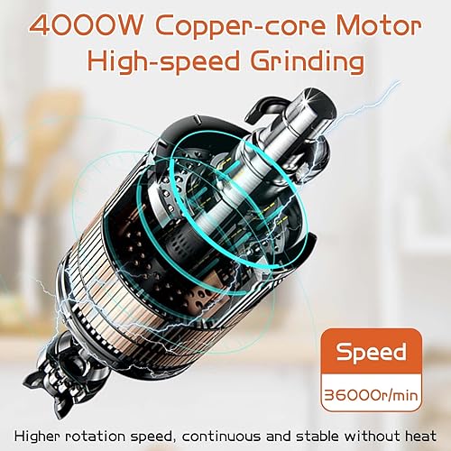 Miniatura 8 de BAOJIAFU Molinillo eléctrico de grano de 105.82oz de alta velocidad, molinillo de hierbas de grano de 4000 W, molinillo de polvo superfino de acero