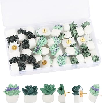 30Pcs Decorative Pushpins Succulent Plants Thumb Tacks for Wall Hangings, Cork Board