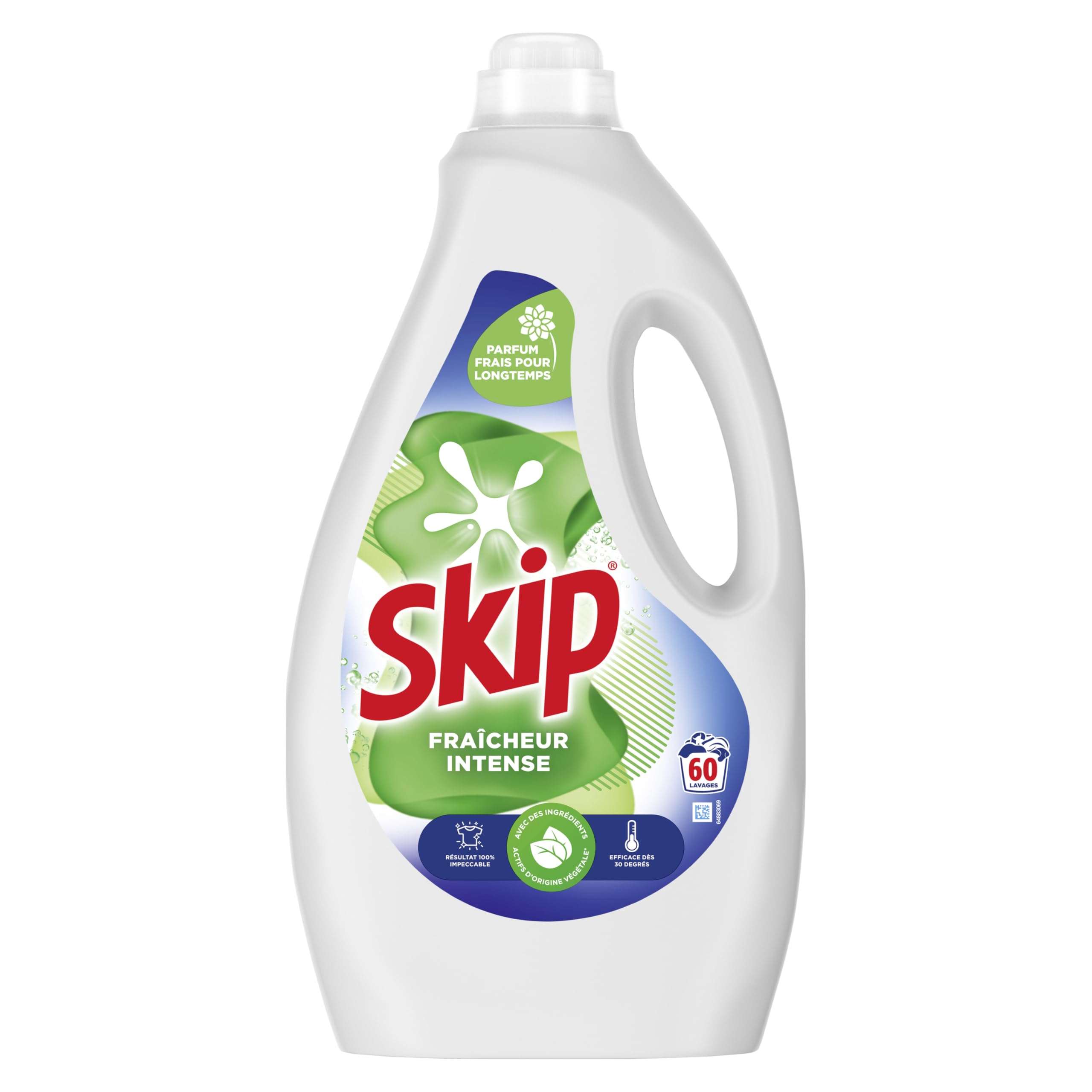Skip - Lessive Liquide Fraicheur Intense - Action Détachante Efficace - 100% impeccable, éclatant et délicatement parfumé - 2x60 Lavages