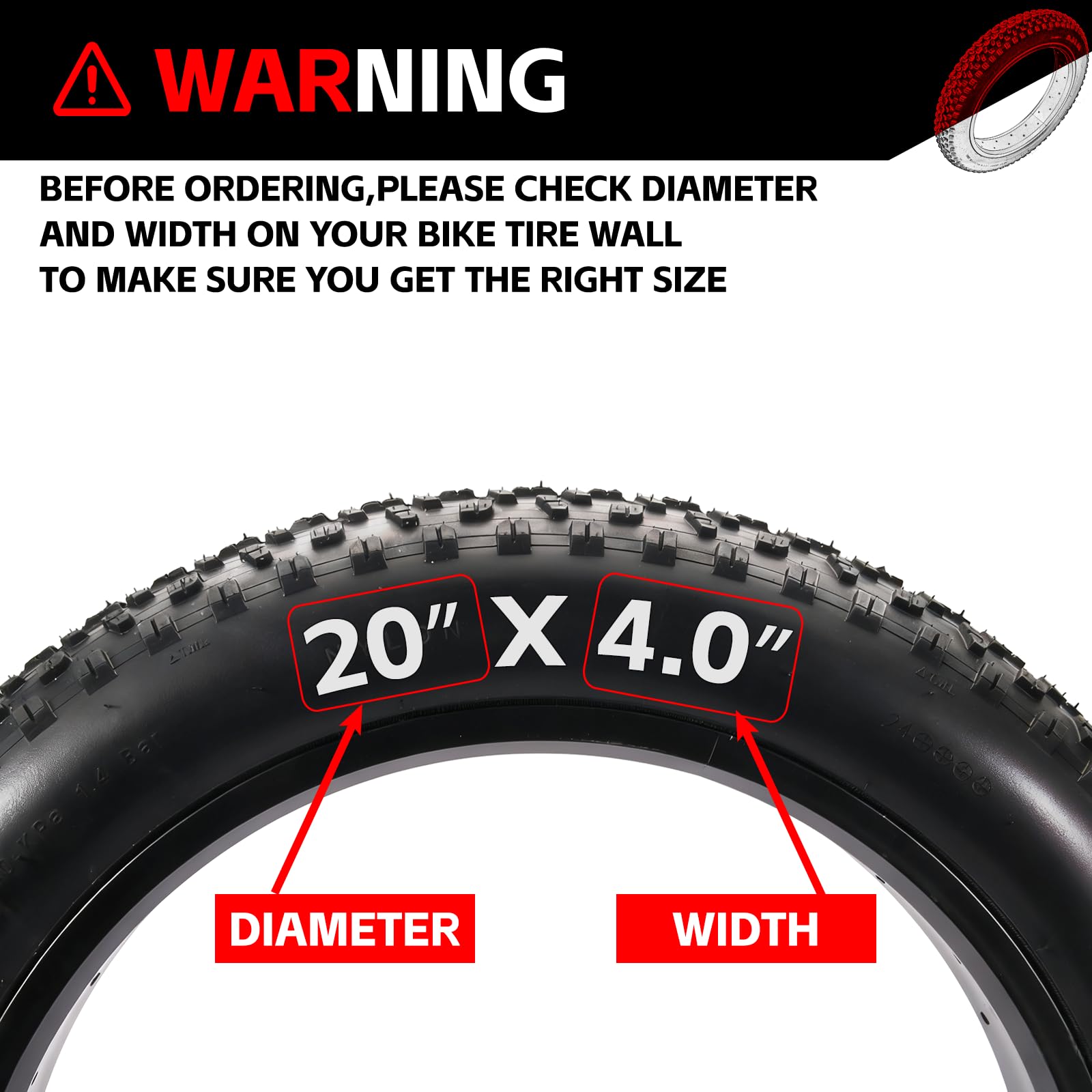 Neumático grueso de bicicleta de 20 x 4, protección contra pinchazos, neumáticos todo terreno de alto agarre con tubos, palancas de neumáticos y forros para MTB/E-Bike/triciclo/bicicletas plegables