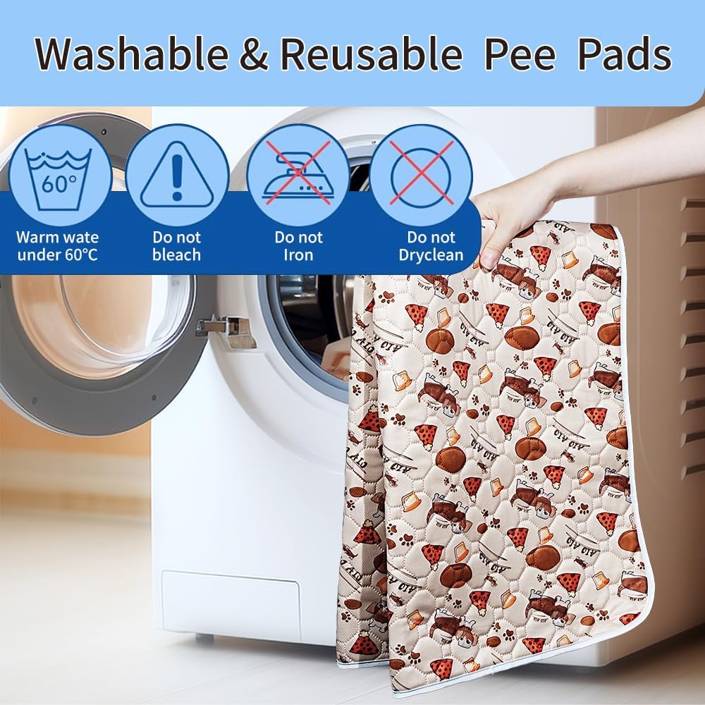 AIO Pet Urine pad Washable Pee Pads for Dogs Anti-Slip Waterproof 2-Pack Reusable Puppy Pads for Potty Training Heavy Absorbency Prevent Leakage Reusable Training Dog Pads 19.7*27.6inch Happy Dog