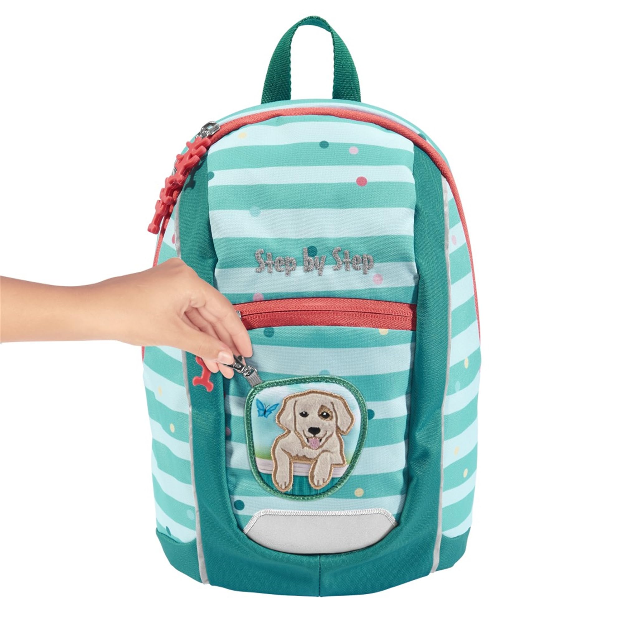 Step by Step KIGA MINI - Mochila ergonómica con correa de pecho ajustable en altura para los más pequeños, para guardería, guardería y Kita a partir de 12 m + , niños pequeños, 6 l, Dog Lucky, Talla