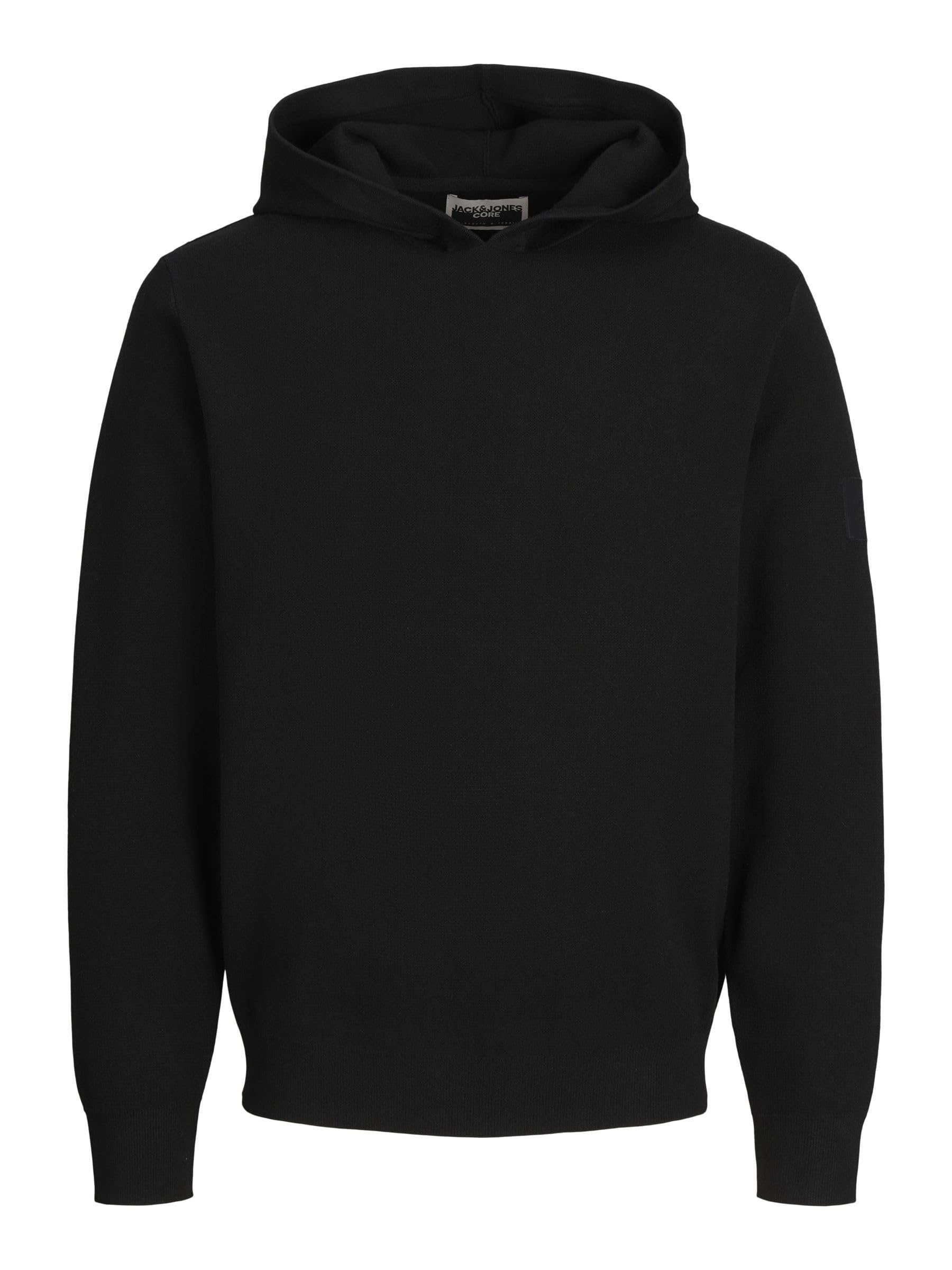 Jack & Jones Men's Black Jcoaero Knit Hood Sn Jumper, Xxl
