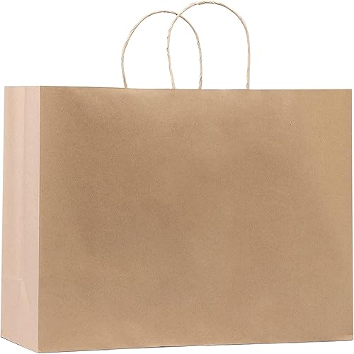 GSSUSA Bolsas de regalo grandes con asas de 16 x 6 x 12 pulgadas 50 unidades bolsas de papel kraft a granel para pequeñas empresas bolsas de compras GSSUSA Bolsas de regalo grandes con asas de 16 x 6 x 12 pulgadas 50 unidades bolsas de papel kraft a granel para pequeñas empresas bolsas de compras