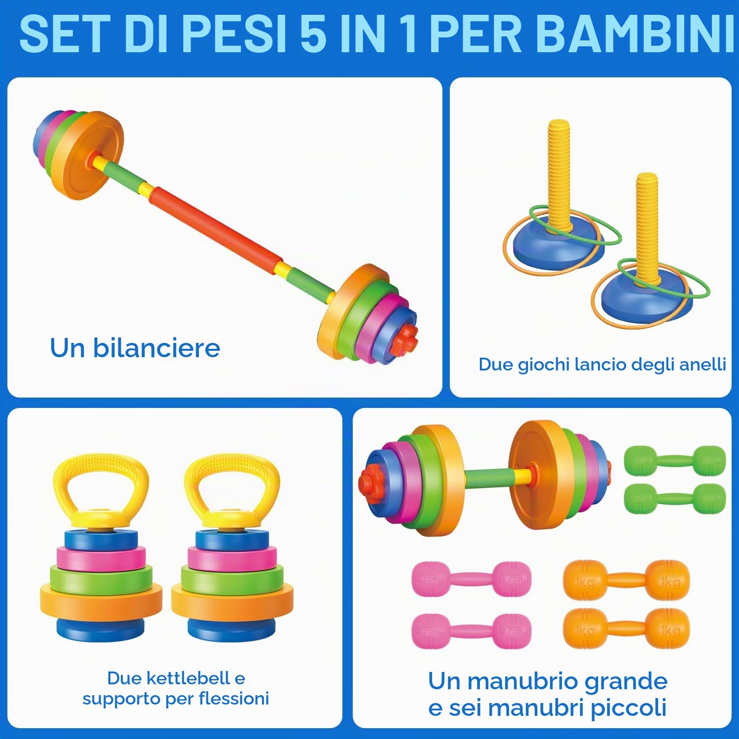 Set di pesi da allenamento per bambini, dispositivo di allenamento con bilanciere e bilanciere, giocattolo fitness per principianti, sollevamento peso, allenamento, fitness, riempimento