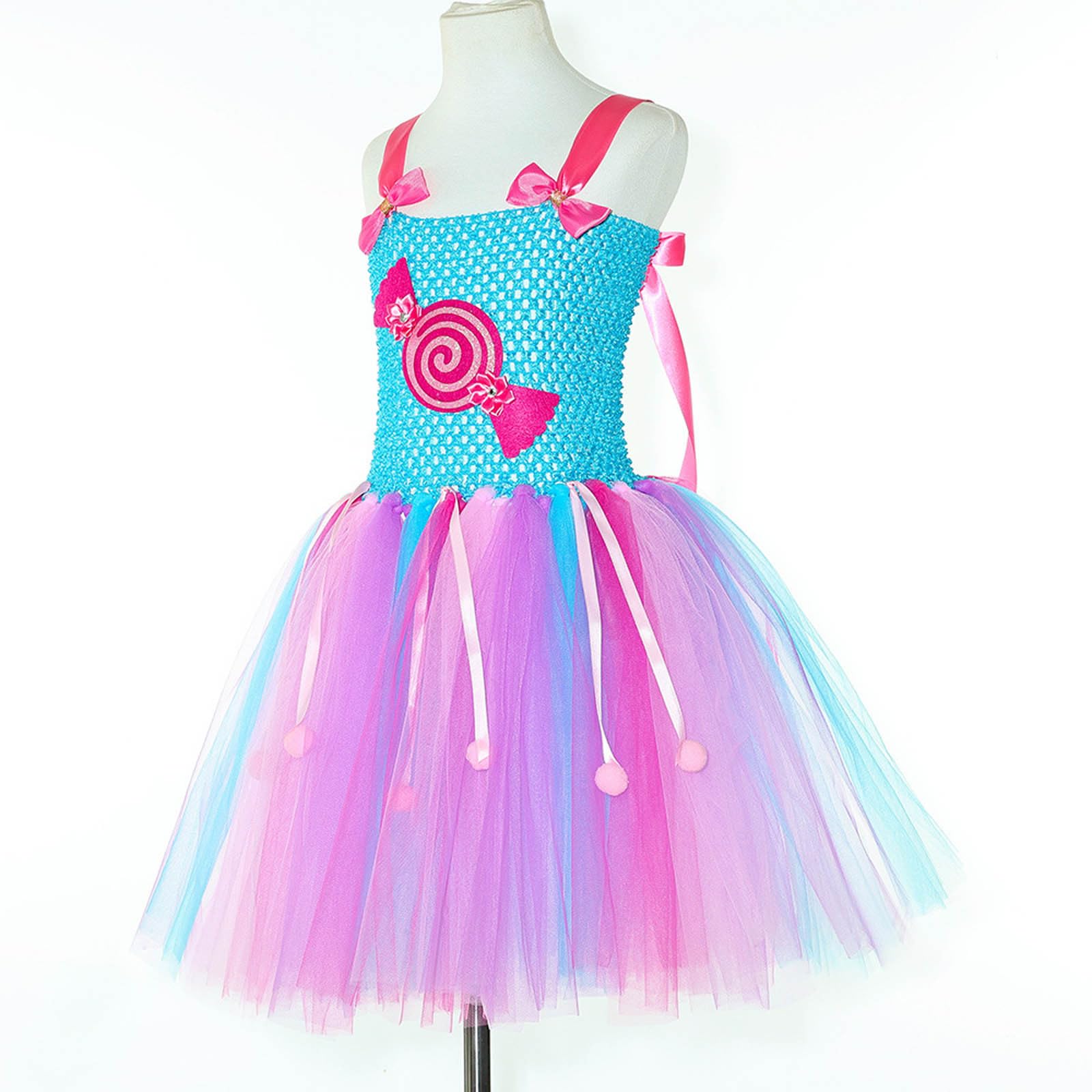 Vestito tutù da bambina arcobaleno, per feste di danza, per tutti i giorni, in tulle, gonna soffice, colori arcobaleno, fascia elastica, ideale per feste e cosplay