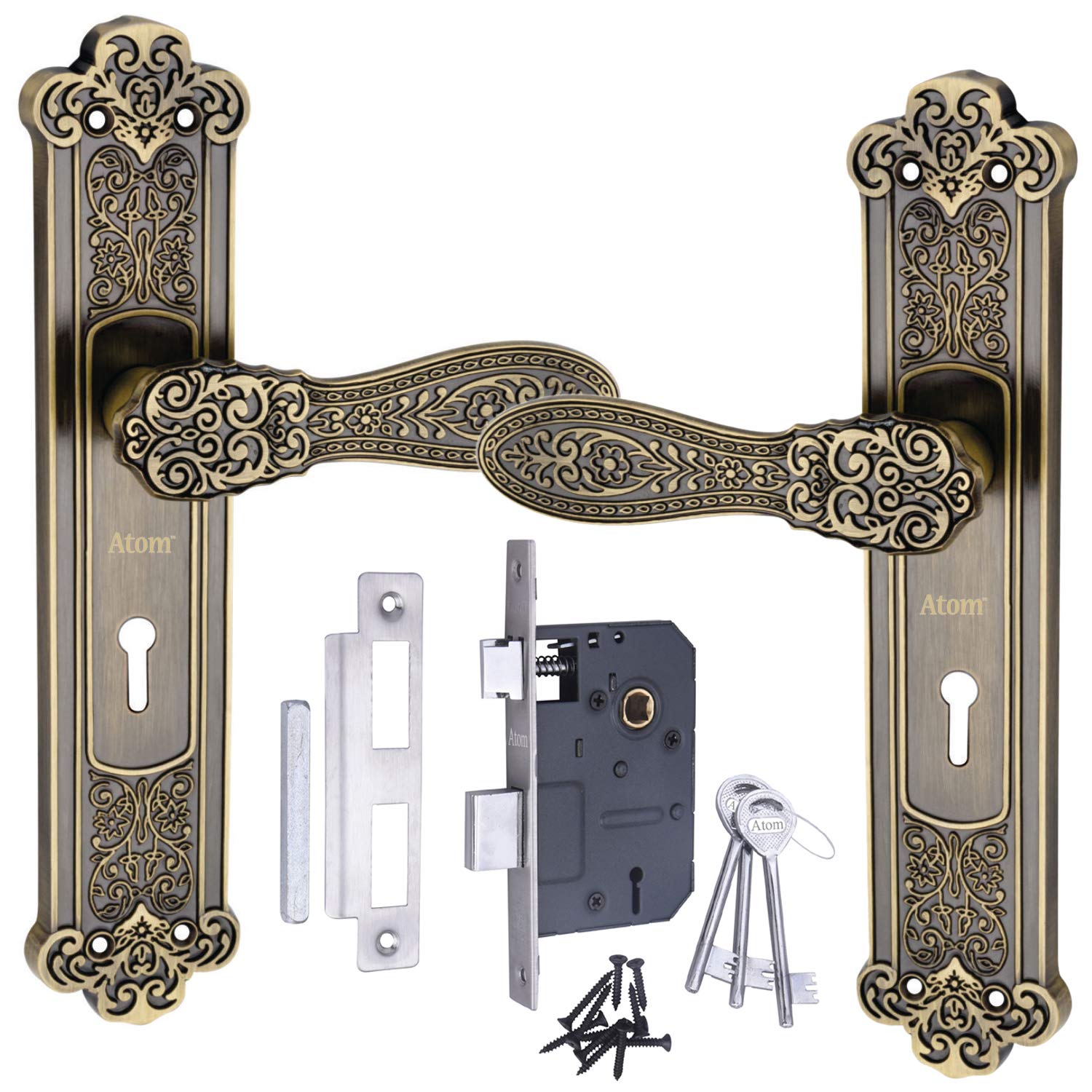 Atom Heavy Duty Mortise Door Lock for Bedroom, Living Room, Main Door, Brass Antique Finish | 3 Keys | 6 Lever Double Stage Lockset for House Hotel Office(O49KY) (B08T9HS5SF) Amazon Price History, Amazon Price Tracker