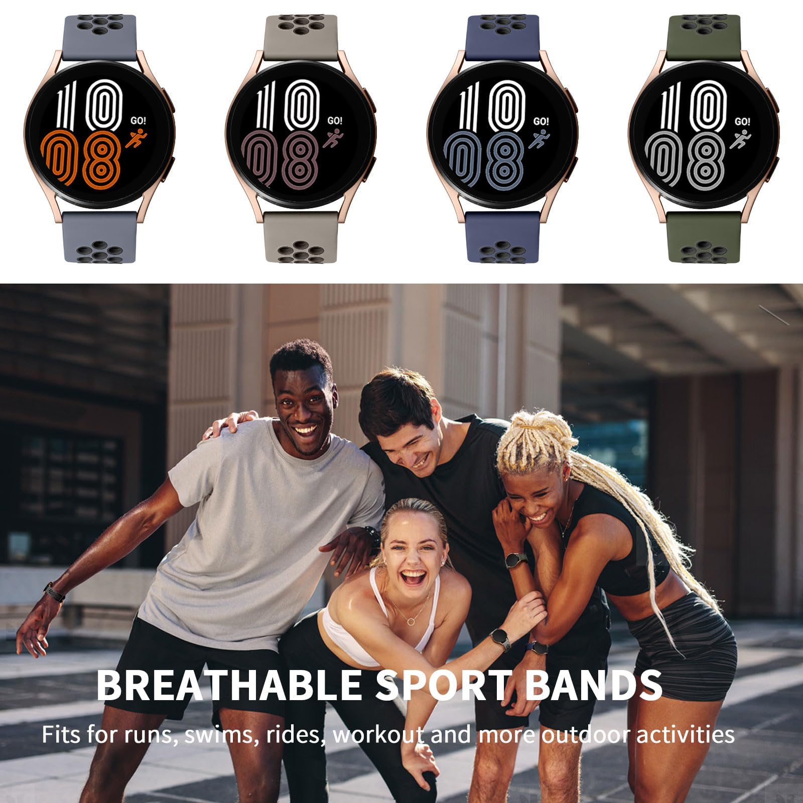 Lerobo 4 Pack Bands Compatible with Galaxy Watch 7 6 5 4 Band 40mm 44mm/Galaxy Watch 6 4 Classic 43mm 47mm 46mm 42mm/Watch 5 pro 45mm,Active 2 Band, 20mm Watch Band Soft Silicone Sport Band Women Men — Amazon image 19