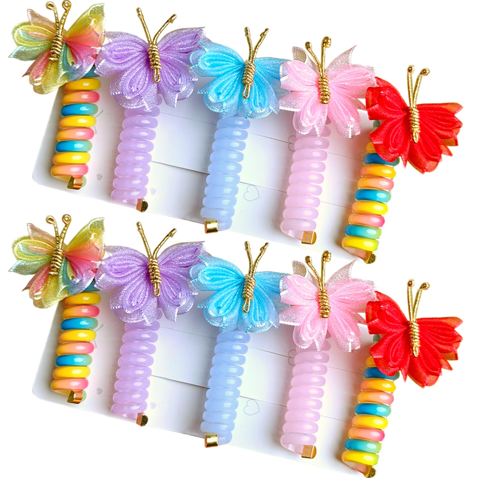 Colorful Telephone Wire Hair Bands, Spiral Hair Ties Phone Cord, Phone Cord Straight Spiral Hair Ties, Butterfly Braided Telephone Wire Hair Bands,