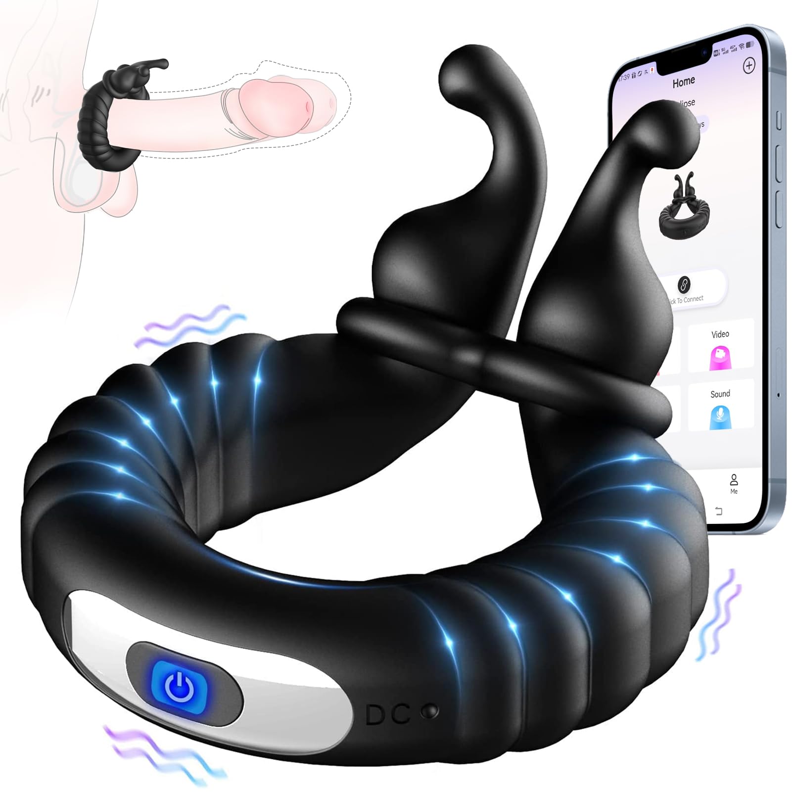 Sex Toys Anneau Penien - Anneau Homme Sextoyse Couple Plaisir, Anneau Vibrant Pénis Clitoridienne avec 10 Modes de Vibration, Anneaux de Pénis Sextoyse Sex, Anneau Penien Sex Toyspour Pour Homme