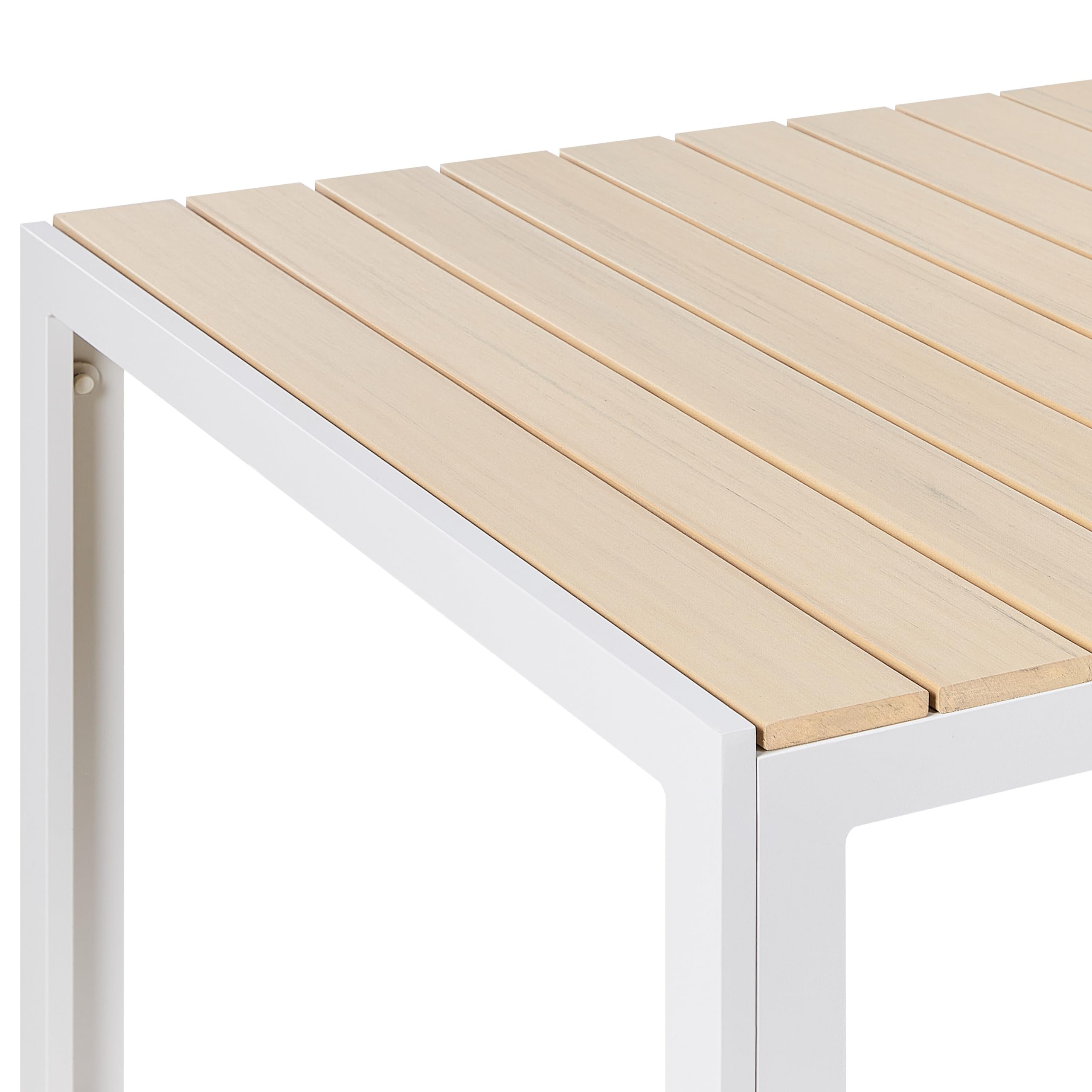 Tavolo da Giardino in Alluminio Beige e Bianco a 6 Posti Stile Moderno