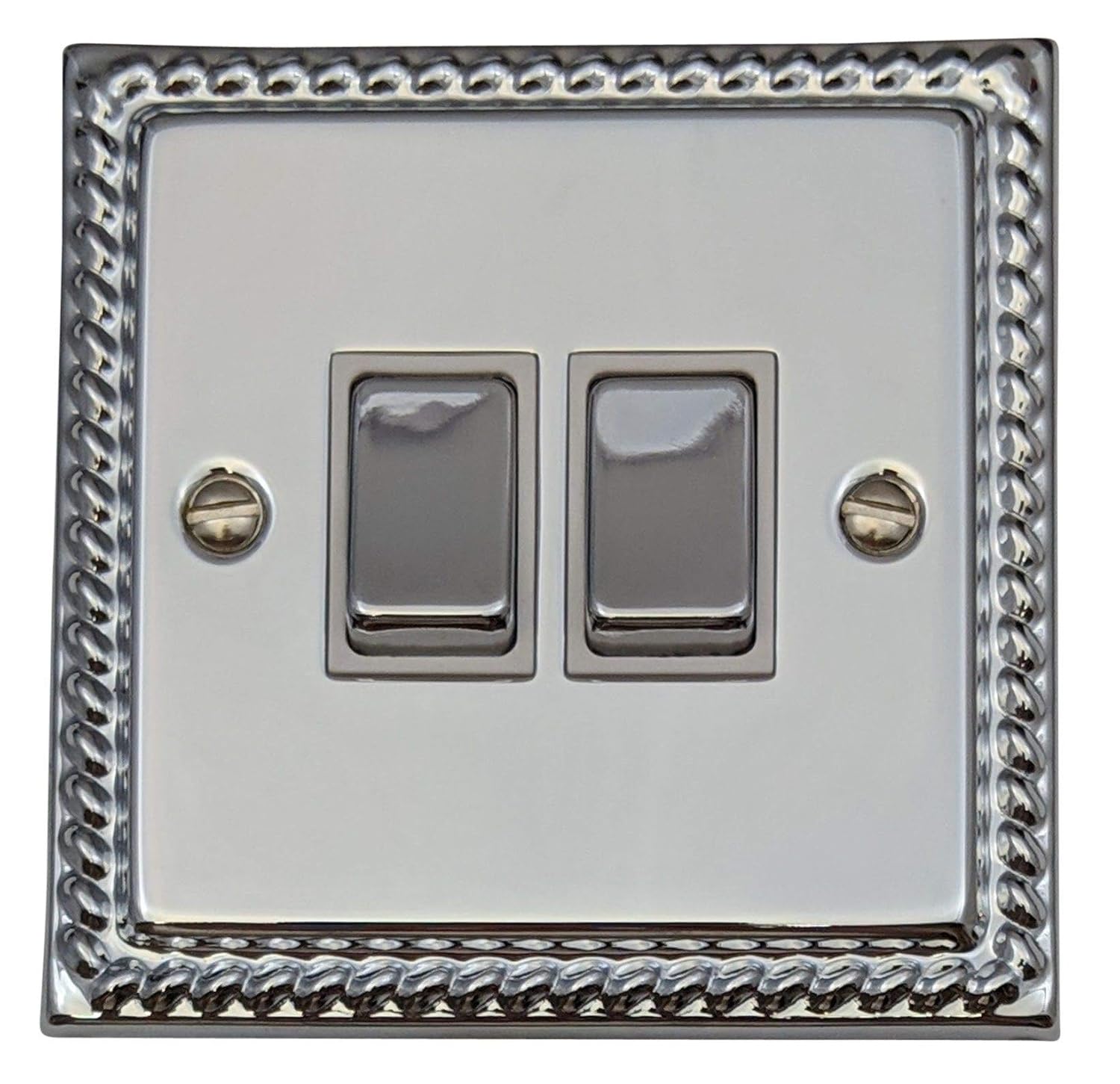 Polished Chrome Light Switch (2 Gang/White Insert/Chrome
