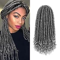 Vista 32 de 6 paquetes de cabello de ganchillo Goddess Locs, 18 pulgadas de trenzas de ganchillo rectas Faux Locs, extensiones de cabello sintético suave rizado