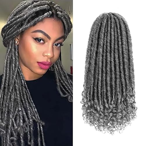 Miniatura 32 de 6 paquetes de cabello de ganchillo Goddess Locs, 18 pulgadas de trenzas de ganchillo rectas Faux Locs, extensiones de cabello sintético suave rizado