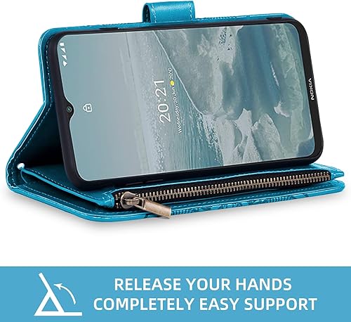 Miniatura 3 de Asuwish Funda para teléfono Nokia G50 5G con protector de pantalla de vidrio templado y tarjetero de cuero con diseño de flores, soporte para