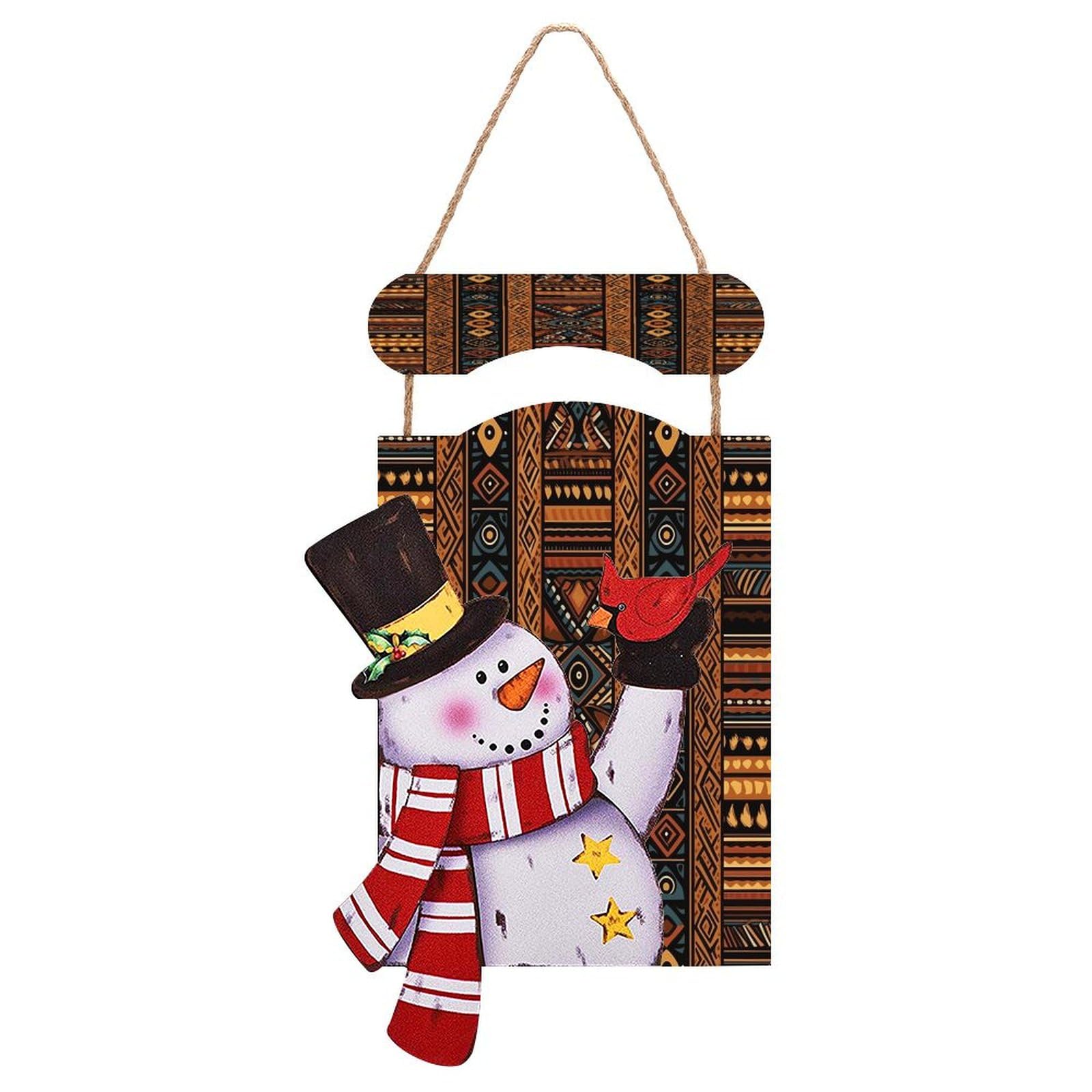 Panneau Noël bonhomme de neige africain suspendu pour porte de salon