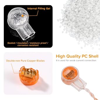 150 PCS UY/UY2/UR/UR2/UG Phone Wire Splice Kit, Telephone Wire Connectors, 2/3 Way Gel Filled Connector, Jelly Crimp Wire Connectors, for Data Cable Telephone Wire