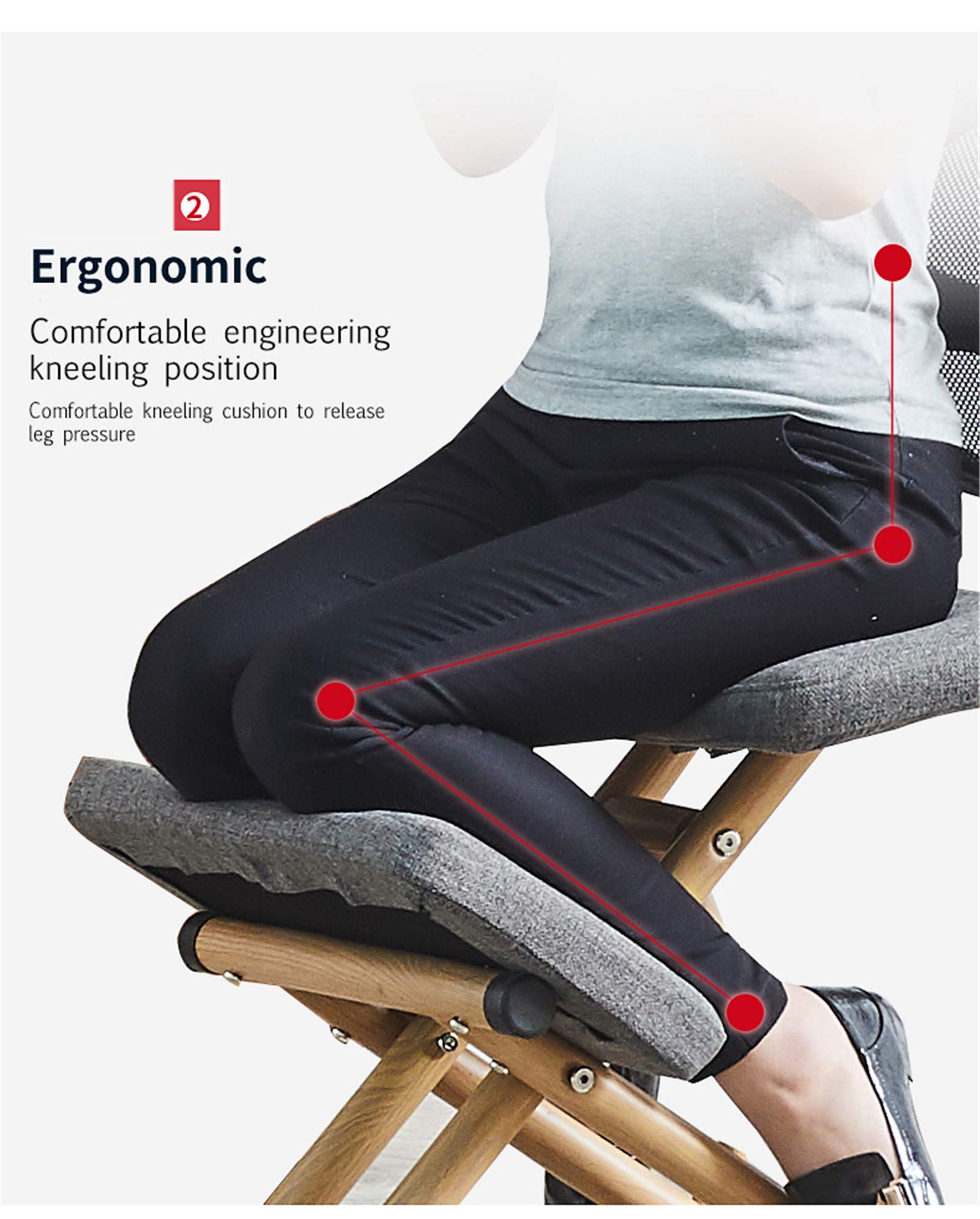 Silla ergonómica para rodillas con respaldo, mejora la postura y la comodidad en casa, oficina o estudio, taburete ajustable en ángulo, solución correctiva para sentarse