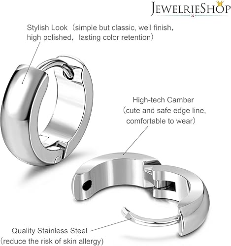 Miniatura 2 de JewelrieShop Hoop Earrings Set Gold Surgical huggie Earrings, Hypoallergenic Huggie Ear Piercings Endless Huggie Hoop Earrings for Men Earrings