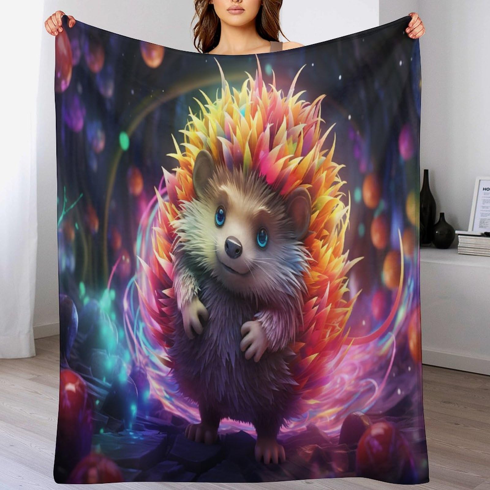 Couverture hérisson contre les soirées froides plaid chaud flanelle