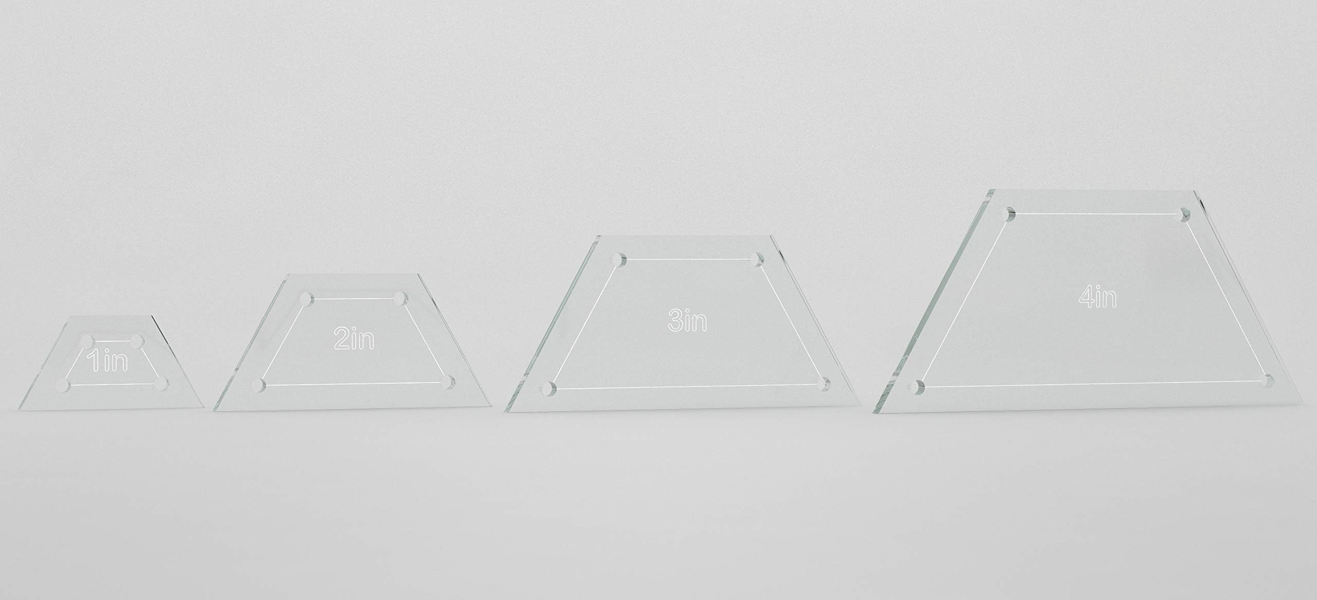 Quilting Acrylic Template Set | Precision Tools for Quilting Enthusiasts | Half Hexagon Design | Includes Sizes 4", 3", 2", 1" | 1/8 Clear Acrylic | 1/4" Seam Allowance for Accuracy