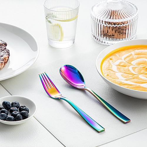 Miniatura 5 de vancasso Cubiertos de acero inoxidable, 24 piezas, juego de cubiertos de acero inoxidable, vajilla de 6 piezas, cuchillo, tenedor, juego de cuchara,