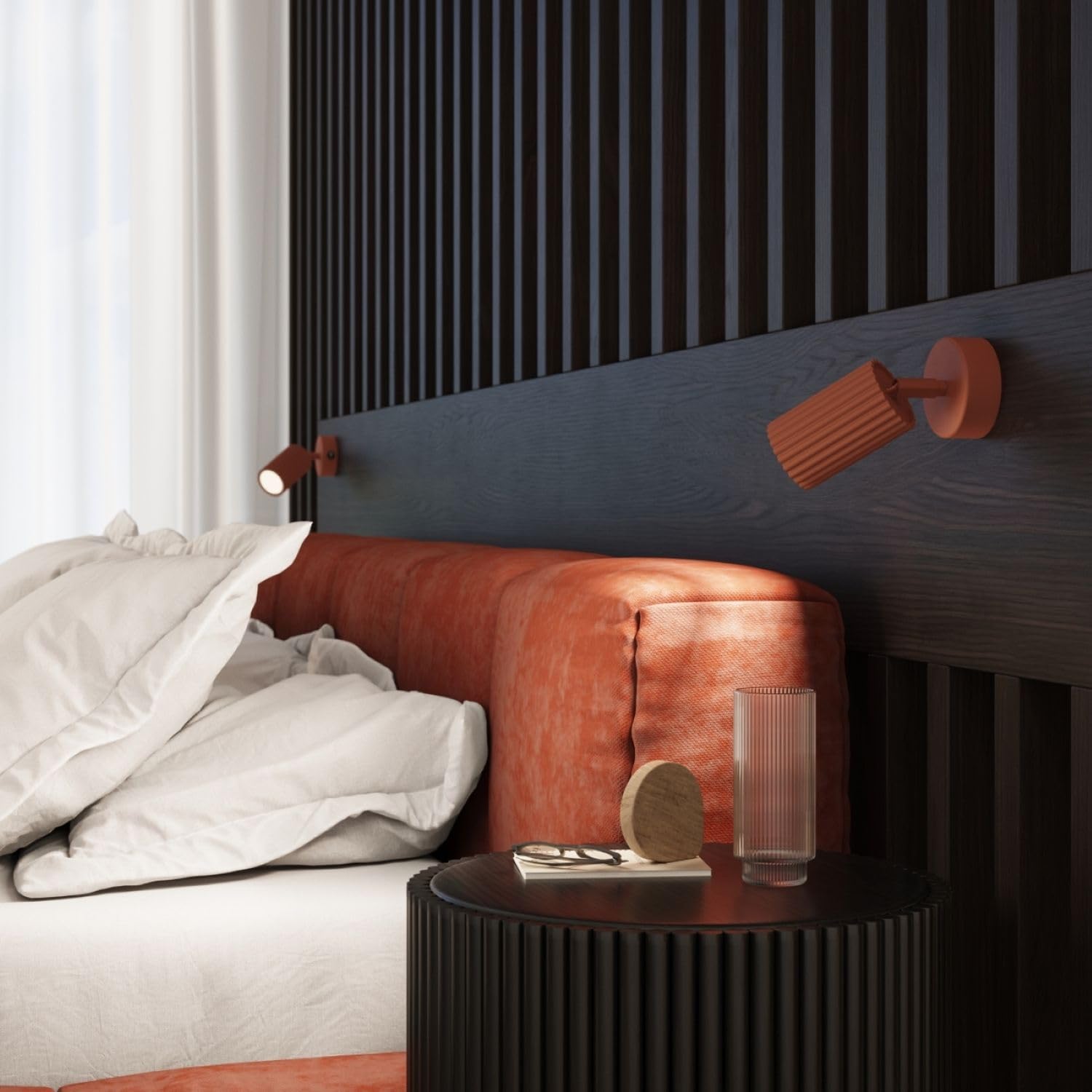 Licht-Erlebnisse Wandleuchte mit Schalter GU10 Rot Aluminium flexibel Wohnzimmer Küche B:8 cm Akzentbeleuchtung Wand schwenkbare Wandlampe Schlafzimmer Innen