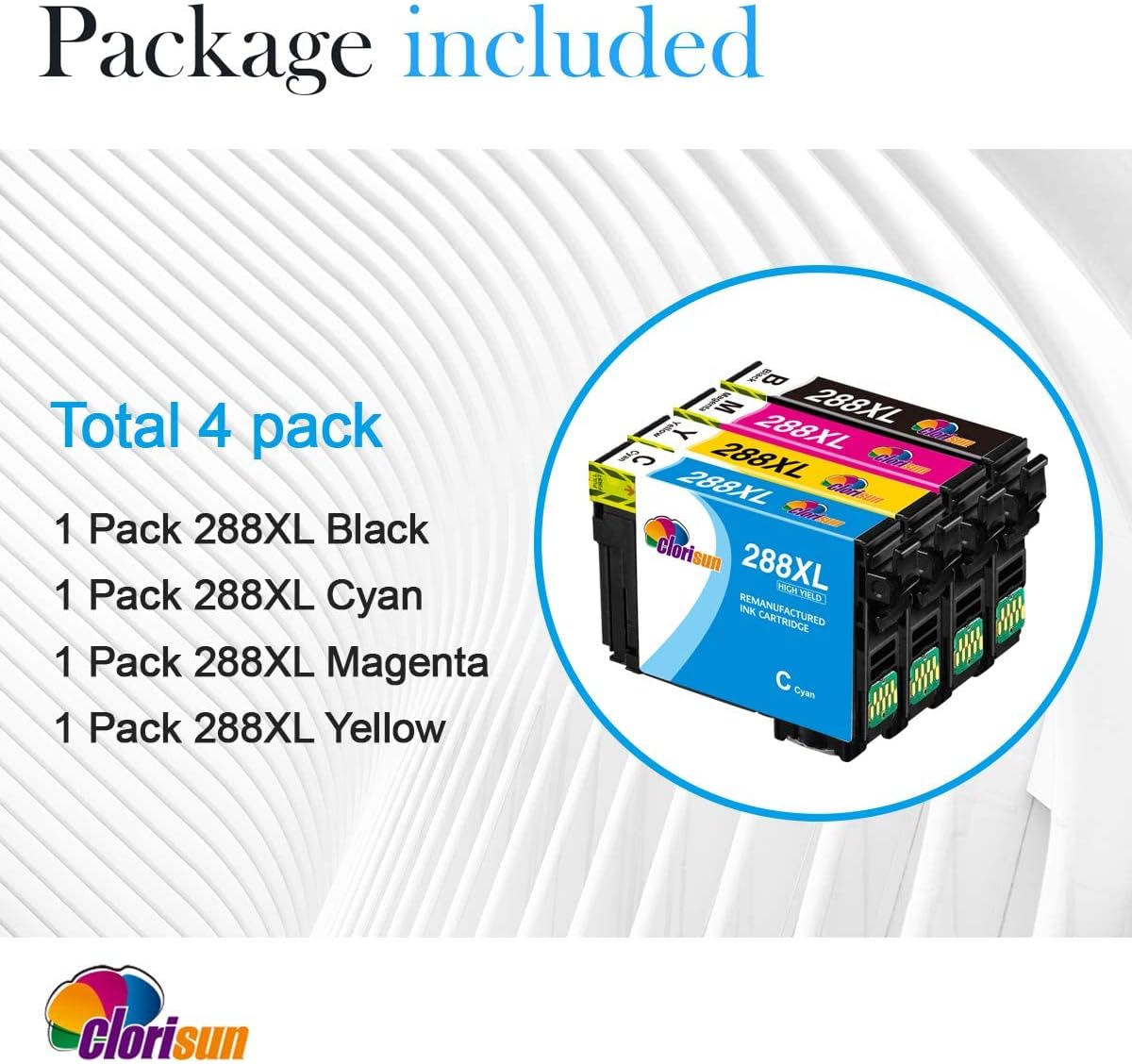 Prоmо Dіѕсоunt Uр Tо 70% оƒƒ Clorisun Remanufactured Ink Cartridge Replacement for Epson 288XL T288XL 288 XL for Expression Home XP-330 XP-430 XP-446 XP-440 XP-340 Printer (Black, Cyan, Magenta, Yellow，4-Pack)