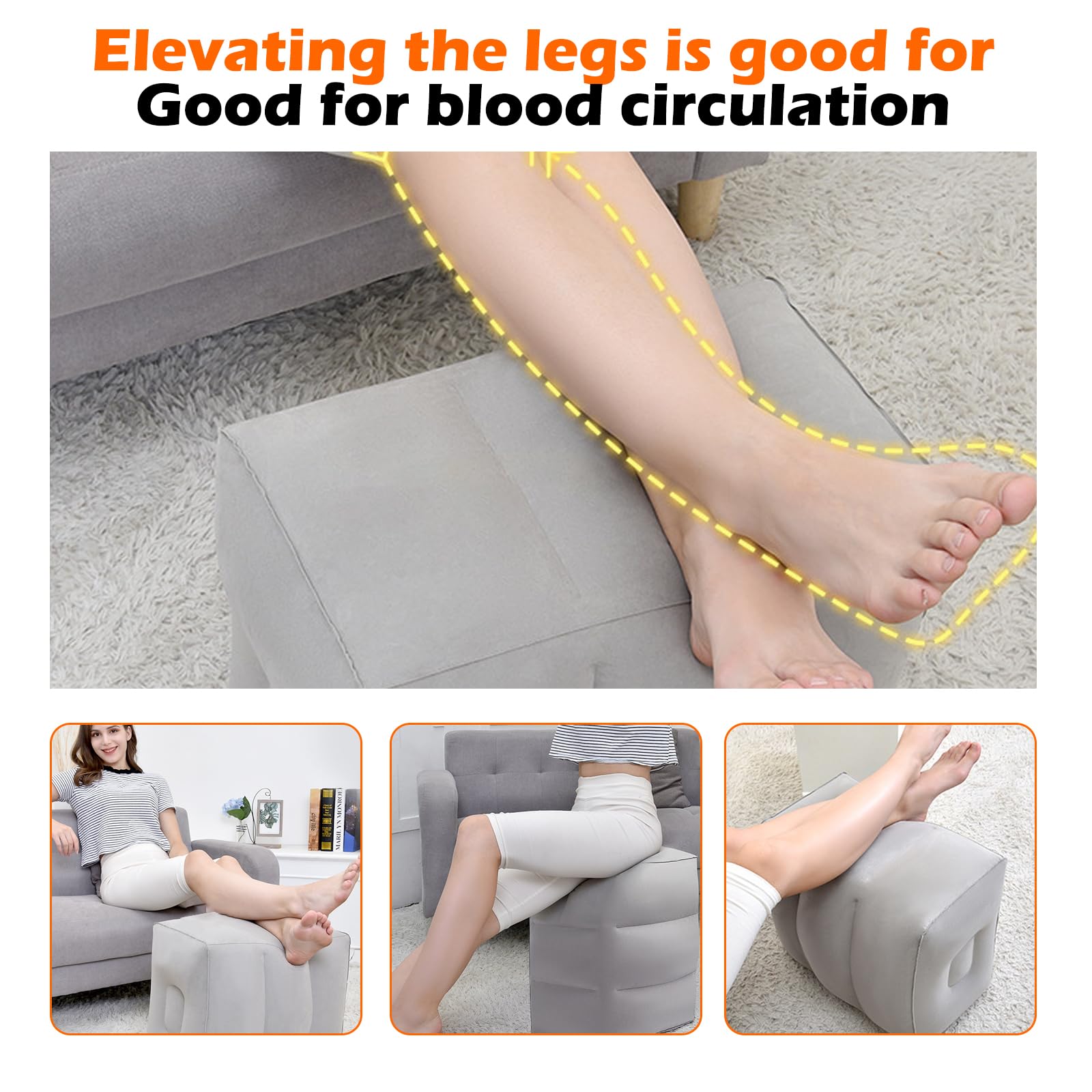 Poggiapiedi Gonfiabile Da Viaggio - Cuscino Regolabile 3 Altezze, Per Aereo, Auto, Treno, Leggero - Foto 3