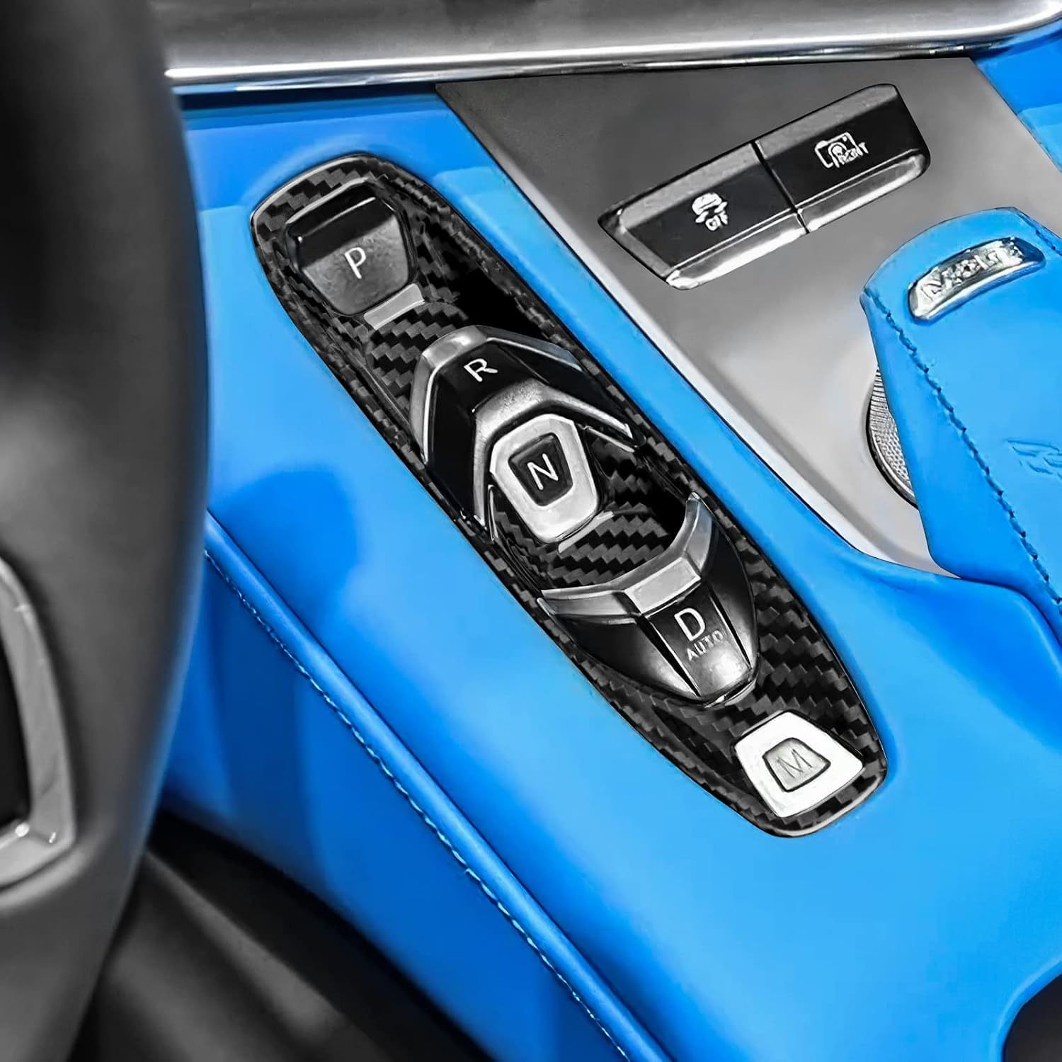 AIRSPEED Carbon Fiber for Chevrolet Corvette C8 2020 2021 2022 2023 2024 Car Gear Shift Panel Cover Center Console Frame Cover Interior Trim Accessories, Black