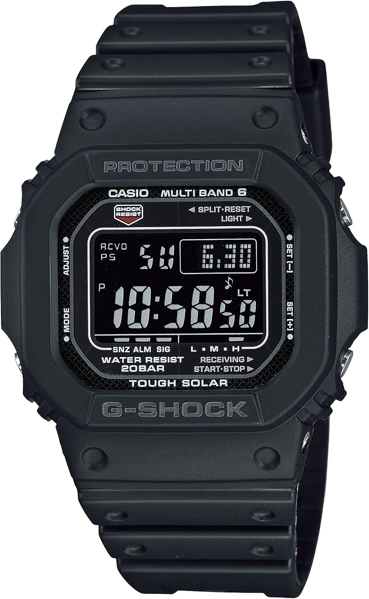 G-Shock GWM5610U-1B Men's Tough Solar Atomic Digital Watch, Multi-Band 6 Radio Controlled, 200M Water Resistant, Shock Resistant, LED Backlight, Black Resin Strap