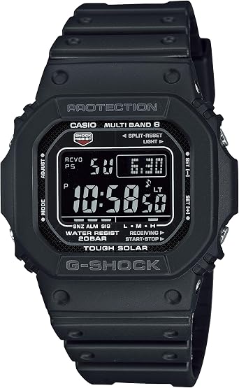 Casio G-Shock GWM5610U-1B Tough Solar Atomic Digital Watch, Multi-Band 6 Radio, 200M Waterproof, Shockproof, LED Backlight, Black Resin Strap