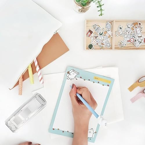 Miniatura 6 de Dispensador de cinta acrílica transparente, soporte para cortador de cinta antideslizante para rollos de cinta estándar, cintas transparentes y