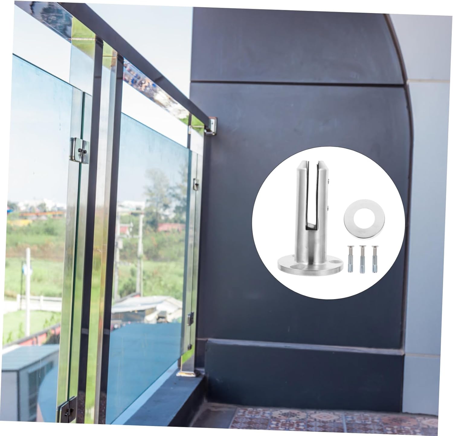 1set Floor Glass Clip Clamp Stainless Steel Glass Fixed Clamp for Easy Installation for Panels and Railing Support