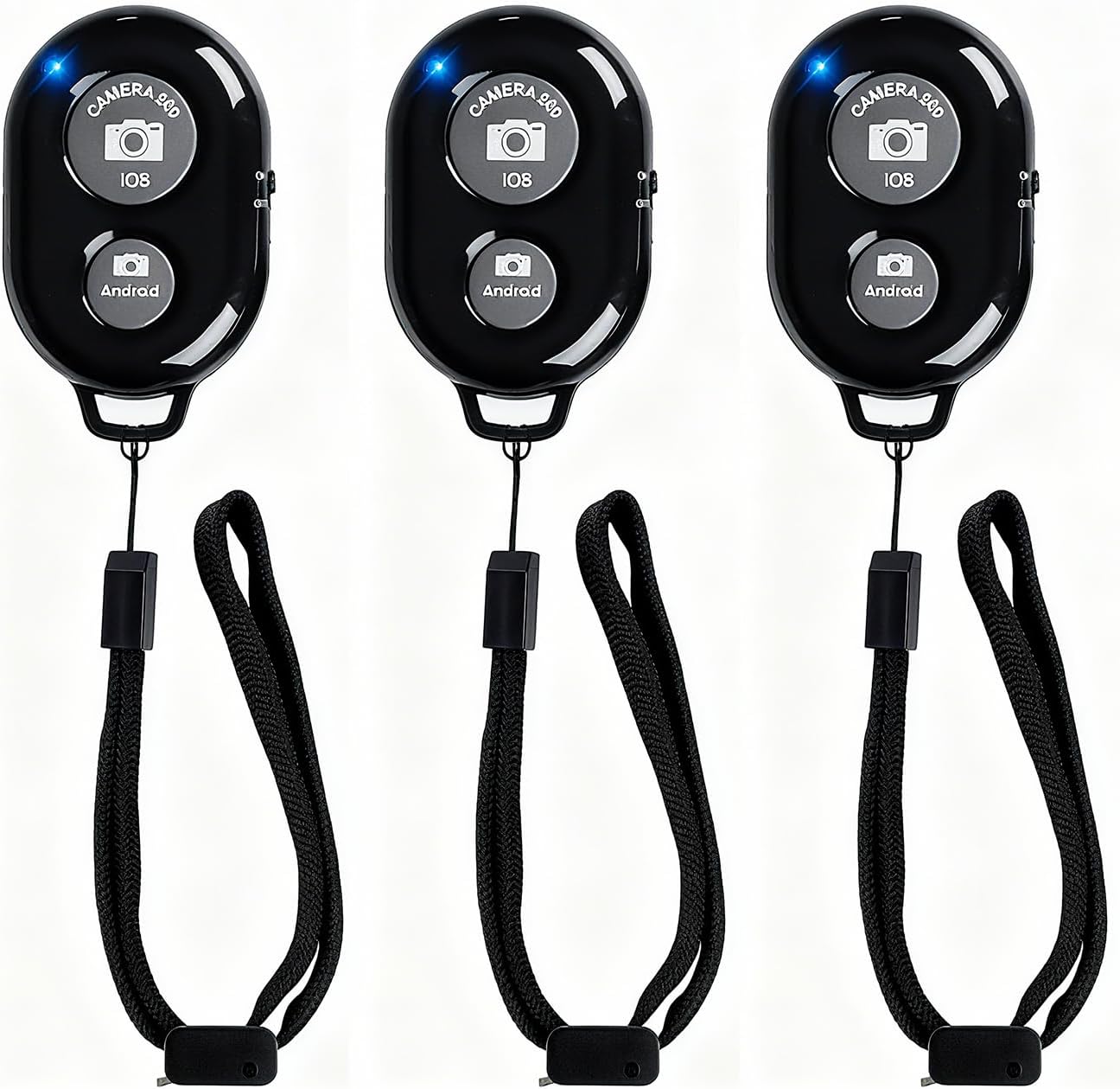 Wireless Remote Shutter for Cellphones and Tablets (3 Pack), AOQIYUE Bluetooth Remote for iPhone/Android Camera Control, Selfie Clicker for Photos and Videos - Wrist Strap Included