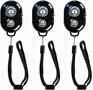Wireless Remote Shutter for Cellphones and Tablets (3 Pack), AOQIYUE Bluetooth Remote for iPhone/Android Camera Control, Selfie Clicker for Photos and Videos - Wrist Strap Included